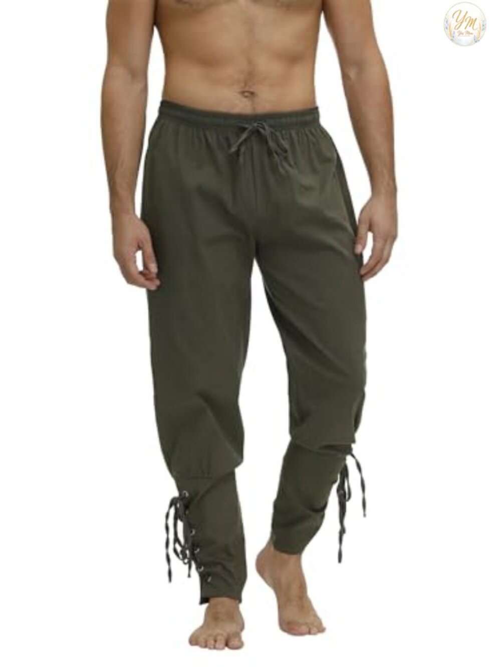 Men's Renaissance Pirate Pants Medieval Costume Lace-Up Trousers